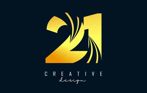 Golden Creative number 21 2 1 logo with leading lines and road concept design. Number with geometric design. 21 Logo Design Number, Leading Lines, Number 21, Number Sets, Design Number, 1 Logo, Graphics Design, Geometric Design, The Golden