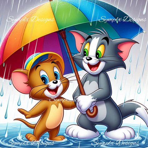 Childhood days. #tomandjerry #tomandjerrycartoon #aigraphics Tom Og Jerry, Tom And Jerry Baby, Umbrella Cartoon, Jerry Wallpapers, Tom And Jerry Pictures, Tom And Jerry Wallpapers, Cartoons Characters, Jerry Cartoon, Cartoon Picture