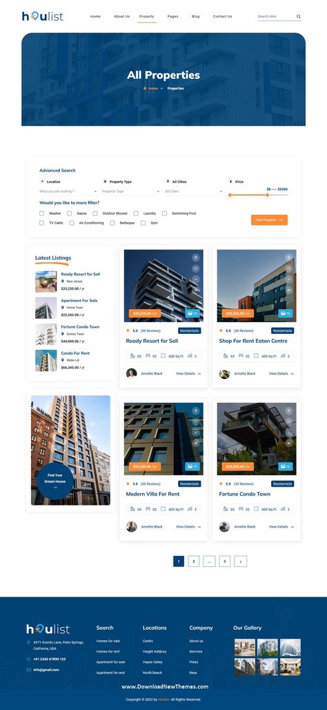 Houlist – Real Estate Group HTML Template Property Website Design Real Estates, Company Profile Design Templates, Technology Design Graphic, Flow Map, Real Estate Website Design, Web Ideas, Architecture Firms, Desain Ui, Footer Design