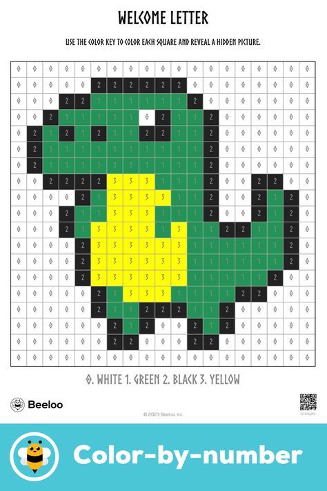 Easy dinosaur-themed color-by-number grid for kids ages 3 and up Pixel Coloring Pages Free Printable, Mystery Pictures Free, Pixel Color By Number, Dinosaur Numbers, Number Grid, Dinosaur Printables, Crafts And Activities For Kids, Daily Journaling, Pixel Color