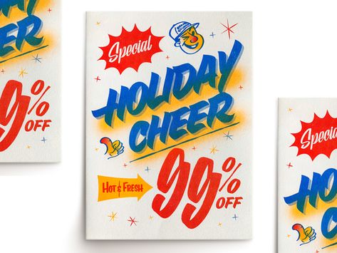 Holiday Cheer! design type illustration alex sheyn print sign painter lettering risograph riso cheer holiday card Sign Painter Lettering, Risograph Lettering, Vernacular Design, Type Design Inspiration, Vintage Food Posters, Grocery Sign, Sign Lettering, Sign Painting Lettering, Sign Painter