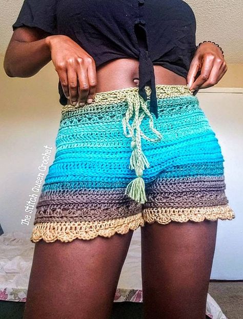 Lion Brand Mandala Yarn, Crochet Shorts Pattern, Crochet Shorts, Summer Boho, Crochet Skirt, Cute Eyes, How To Make Shorts, Boho Festival, Boho Summer