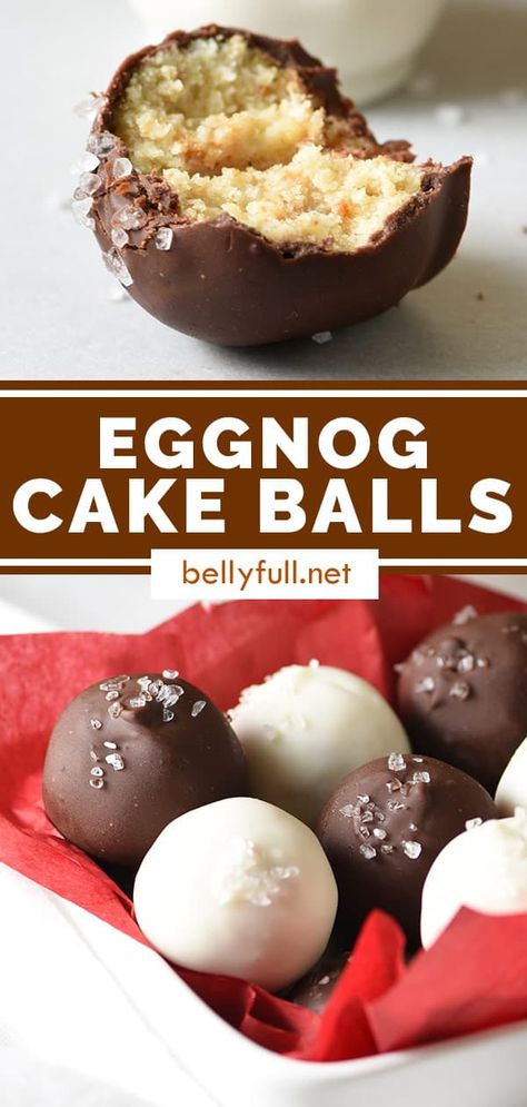 Eggnog Dessert Recipes, Eggnog Dessert, Eggnog Cake, Cake Ball Recipes, Cake Ball, Recipe Cake, Eggnog Recipe, Truffle Recipe, Cake Truffles