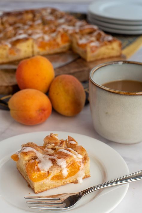 Apricot Cinnamon Cake Recipe Apricot Coffee Cake, Cinnamon Cake Recipe, Cinnamon Cake Recipes, Fresh Apricots, Crumb Coffee Cakes, Breakfast Coffee Cake, Apricot Cake, Cake Preparation, Apricot Recipes