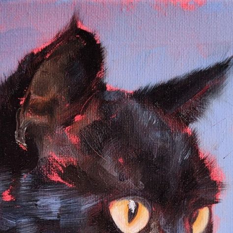 Iryna Khort on Instagram: "As promised, here's my latest #blackcat painting! Just like always, I employed my beloved red-rose underpainting technique and bold brushstrokes. I hope it captures your heart just as much as it captured mine! Happy Sunday!⁠ ⁠ Title: "The Curious Gaze" oil stretched canvas 8x8" £250 (~$325)⁠ ⁠SOLD to purchase this #catpainting go to Original Paintings - Khortview Etsy Shop, get the link in the bio⁠ ⁠ #blackcatpainting #petportrait #blackcats #artcat #oilpaintingart #catart #blackcatlover #catpaintingart #blackkitty #catpaint #animalpainting #blackcatportrait" Red Underpainting, Underpainting Technique, Black Cat Painting, Maroon Background, Black Cat Lover, Play Games, Cat Portraits, Cat Painting, Animal Paintings