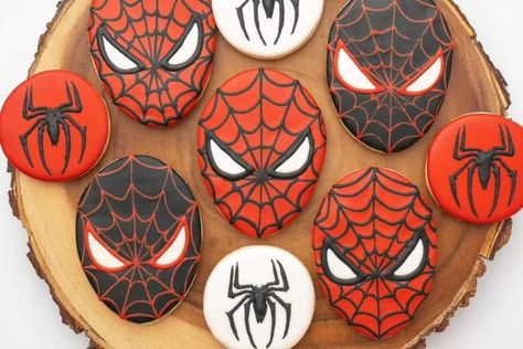 Marvel Cookies, Mile Morales, 7th Birthday Party Ideas, Desserts Ideas, Man Cookies, Spiderman Cake, Happy Birthday Baby, Fondant Cupcakes, Cookies For Kids