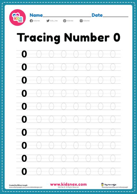 Number 0 Worksheets For Preschool, Number Zero, Preschool Number Worksheets, Worksheet For Kindergarten, Kids Handwriting Practice, Kids Handwriting, Preschool Tracing, Tracing Worksheets Preschool, Diy School