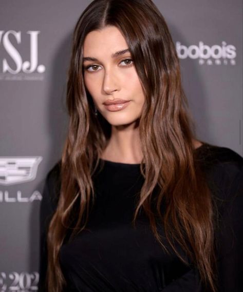 Hailey bieber fall glam, hailey bieber makeup, hailey bieber inspired makeup, fall lookbook, fall makeup Spring Hair Color Trends, Hailey Rhode, Brown Hair Looks, 2023 Hair, Chocolate Hair, Spring Hair Color, Long Brown Hair, Hair Color And Cut, Hair Colorist