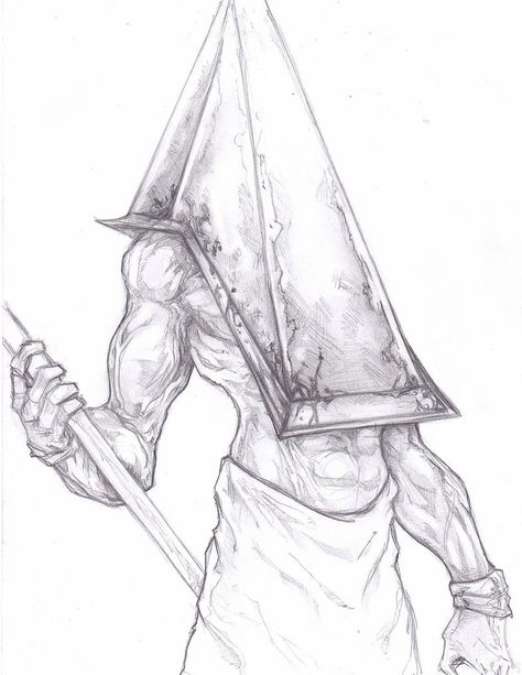 Pyramid Head Sketch, Silent Hill Drawings, Pyramid Head Drawing, Pyramid Head Art, Pyramid Head Fanart, Welcome To Silent Hill, Pyramid Head Silent Hill, Horror Killers, Silent Hill Art