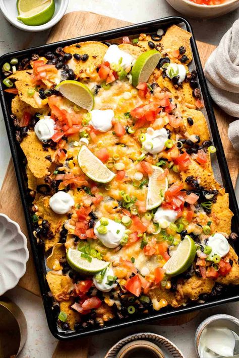 Black Bean Nachos - Ahead of Thyme Black Bean Nachos, Bean Nachos, Vegetarian Nachos, Vegetarian Appetizer, Dried Black Beans, Easy Foods, Cooking Dried Beans, Mexican Tacos, Best Beans