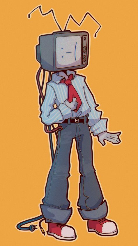 Tv Guy Drawing, Holding An Object Reference, Robot Tv Head, Tv Person Drawing, Tv Head Oc Base, Tv Head Character Design, Computer Head Oc, Tv Head Character, Tv Head Drawing