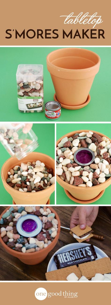 How To Make S’mores Without A Campfire Diy Tabletop, Diy Table Top, Clay Flower Pots, Flower Pot Crafts, Roasting Marshmallows, S'mores, Diy Spring, Backyard Fun, S Mores