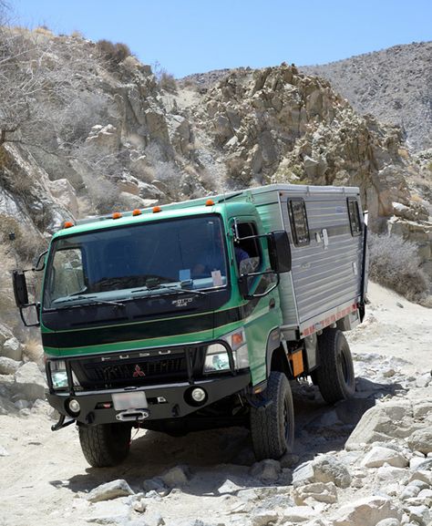 The Mitsubishi Fuso Four Wheel truck camper, http://www.truckcampermagazine.com/off-road-expeditions/the-fuso-four-wheel-camper Fuso Camper, Four Wheel Camper, Campervan Design, Overland Camping, Camper Truck, Off Road Camping, Overland Truck, Adventure Campers, Expedition Truck