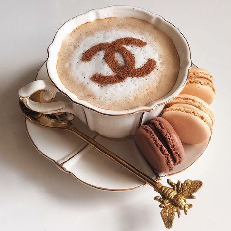 Maria | writer•artist•traveler (@mermused) • Instagram photos and videos Chanel Coffee, Macaron Flavors, Luxury Food, Good Morning Coffee, Unique Recipes, Macaroons, Pretty Food, Cup Of Coffee, Coco Chanel