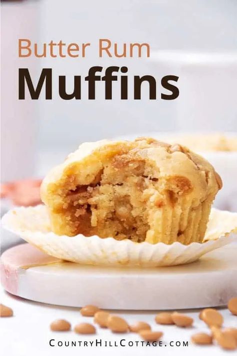 Butter Rum Muffins Recipes, Butterscotch Chip Muffins, Butterscotch Muffins Recipe, Butter Rum Muffins, Rum Muffins, Butterscotch Muffins, Hot Buttered Rum Mix, Rum Cupcakes, Brunch Muffins