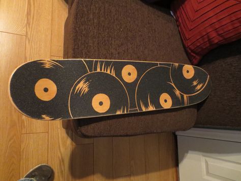 Vintage Records, Jazz Deck griptape Skate Griptape Ideas, Cool Griptape Designs, Skate Deck Art Ideas, Skate Griptape Art, Skateboard Art Ideas, Skateboard Griptape Design, Skateboard Deck Design Ideas, Griptape Ideas, Griptape Designs