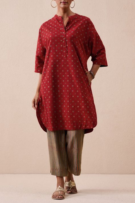 Moroccan Rose Cotton Odaro Simple Kurtis, Moroccan Rose, Gown With Dupatta, Cord Set, Cotton Kurti Designs, Kurtis With Pants, Bollywood Style, Cotton Kurti, Dream Wedding Ideas Dresses