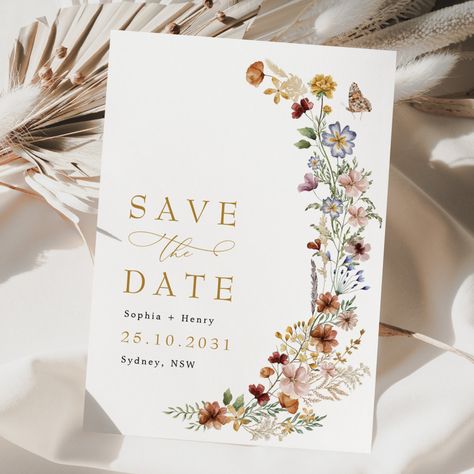 Boho Bridal Party, Wildflower Save The Date, Rustic Wedding Save The Dates, 2024 Ideas, Rustic Save The Dates, Save The Date Postcard, Rustic Romance, Floral Save The Dates, Boho Garden