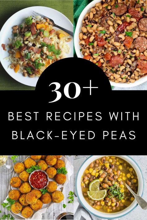 Whether you are looking for recipes to make with black-eyed peas, or want to find a main dish or sides to serve with a classic recipe like our black-eyed peas with collard greens, we have you covered with this collection fo delicious black-eyed peas recipes! Recipe Black Eyed Peas, Recipe With Black Eyed Peas, Dinner With Black Eyed Peas, What To Serve With Black Eyed Peas, What To Eat With Black Eyed Peas, Black Eyed Peas Benefits, Black Eye Peas Soup Recipes, Recipes For Black Eyed Peas, How To Cook Black Eyed Peas