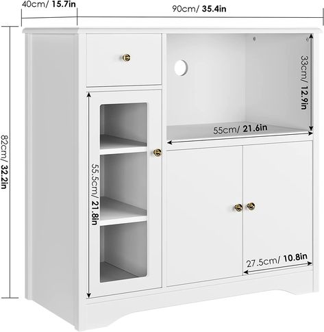 Amazon.com: HORSTORS Storage Cabinet with 3 Doors and 1 Drawer, Buffet Cabinet Sideboard with Adjustable Shelves, Microwave Stand Cabinet for Kitchen, Dining Room, White : Home & Kitchen Microwave Hutch, Bathroom Sideboard, Dining Room White, Cabinet For Kitchen, Sideboard Cabinet Modern, White Microwave, Microwave Cabinet, Hutch Cabinet, Microwave Stand