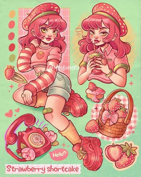 Daniela 🌸 on Instagram: "April theme on my Patreon is going to be Strawberry shortcake 🍓 Any fans of the cartoon here? 😊 . . . #illustrationdrawing #fanart #kawaiiart #artoninstagram #characterconcept #conceptdesign #illo #doodle #artchallenge #drawingchallenge #digitaldoodle #digitalart #pencildrawing #procreateart #sketchbook #visdev" Disney Character Art, Strawberry Shortcake Characters, Pinturas Disney, Dessin Adorable, Cute Art Styles, Blue Berry Muffins, Kawaii Drawings, Kawaii Art, Sketchbook Art Inspiration