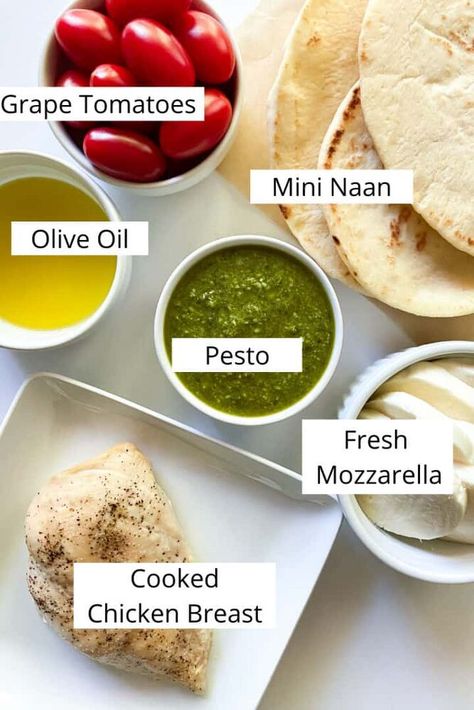 Pesto Naan Flatbread, Pesto Chicken Naan Pizza, Naan Pesto Pizza, Naan Pizza Recipes Pesto, Naan Pizza Ideas, Naan Pizzas, Pizza Craving, Chicken Pesto Pizza, Pesto Pizza Recipe