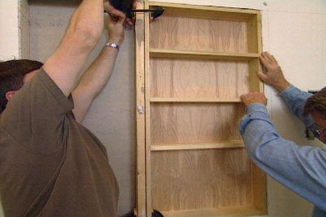 Recessed Bathroom Mirror, Stud Storage, Between The Studs, Between Studs, Kitchen Sunroom, Recessed Shelves, Cabinet Frame, Recessed Cabinet, Small Wood Crafts