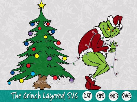 Grinch Stealing Christmas Lights, Grinch Stealing Lights, Grinch Christmas Lights, Christmas Classroom Treats, Christmas Lights Svg, Christmas Tree Embroidery Design, Christmas Tree Drawing, Christmas Tree Embroidery, Grinch Christmas Party