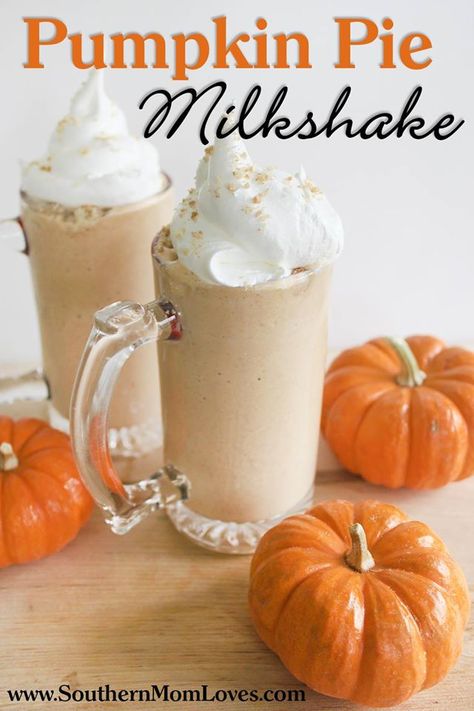 Pumpkin Pie Milkshakes {Day 9} ‪#‎12DaysOf‬ Thanksgiving Crafts & #Recipes Pie Milkshake, Apricot Smoothie, Southern Mom, Leftover Pumpkin, Milkshake Recipe, Pumpkin Spice Syrup, Pumpkin Treat, Milkshake Recipes, Fall Food