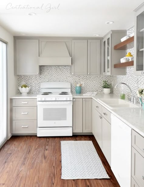 Centsational Girl remodeled her grandmother's kitchen with Formica® Laminate Carrara Bianco with IdealEdge™. Click through to see the entire process! White Kitchen Appliances, Formica Laminate, White Kitchen Remodeling, Gray And White Kitchen, Kitchen Cabinets Ideas, Beige Kitchen, White Appliances, Cabinets Ideas, Classic Kitchen