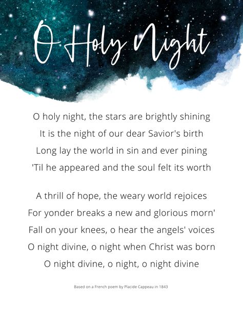 1 of 2 wall art with lyrics excerpts from popular Christmas carols "O Holy Night" & "Silent Night". Check here for similar items - https://www.etsy.com/sg-en/shop/VeritasDesignStudio?section_id=40261375 Silent Night Lyrics, Christmas Carols Lyrics, School Traditions, Fall On Your Knees, Night Lyrics, French Poems, Christmas Songs Lyrics, Christmas Verses, Nights Lyrics