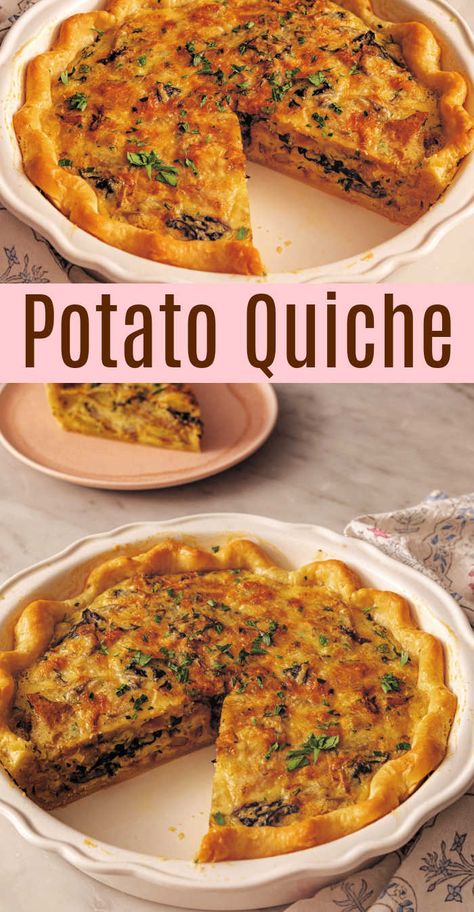 Potato Crust Quiche Recipes, Potato Quiche Recipes, Quiche Potato, Potato Crust Quiche, Potato Quiche, Hearty Breakfast Recipes, Potato Crust, Homemade Crust, Potato Recipe