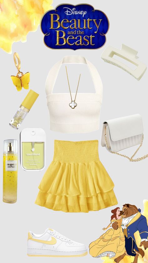 Modern Belle Outfits, Belle Disney Bound, Disney Bounding Belle, Belle Outfit Ideas Disney, Preppy Disney Outfits, Disneybounding Outfits, Opposite Twins, Belle Inspired Outfits, Disney Princess Inspired Outfits