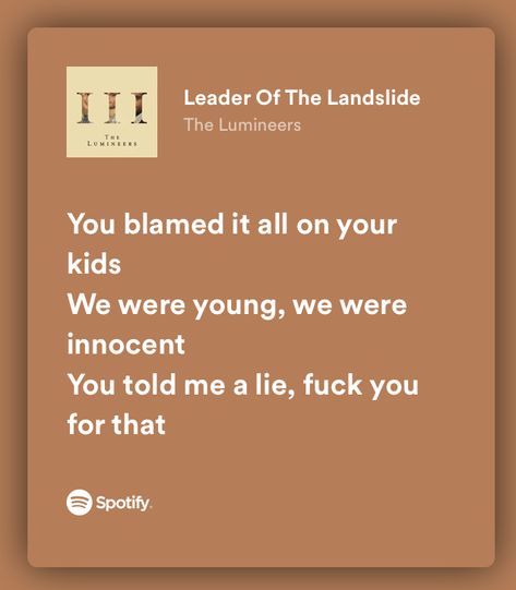 lyrics || the lumineers Leader Of The Landslide, Landslide Lyrics, The Lumineers, Music