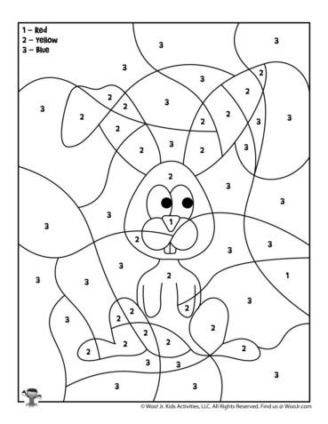 Easter Color by Number Pages | Woo! Jr. Kids Activities : Children's Publishing Easter Color, Easter Worksheets, Funny Easter Bunny, Color By Number Printable, Creative Easter Eggs, Numbers Printable, Rabbit Colors, Bunny Coloring Pages, Printable Numbers