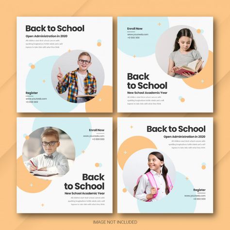 Back to school instagram post bundle tem... | Premium Psd #Freepik #psd Ads Design Layout, School Post Design, Post Layout Design, School Instagram Post, School Branding, Instagram Ads Design, School Instagram, Instagram Graphic Design, Instagram Post Design