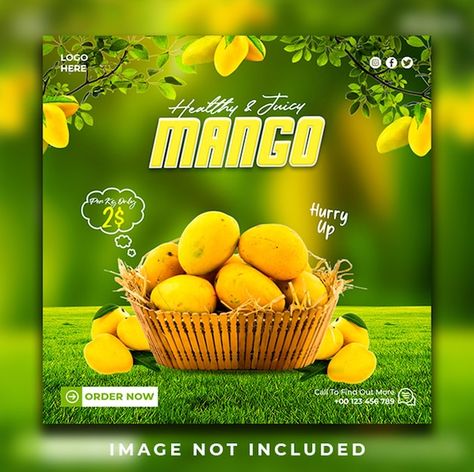 Mango Poster Design, Mango Poster, Instagram Banner, Mango Fruit, Social Media Poster, Social Media Design Inspiration, Banner Template Design, Creative Poster Design, Design Posters