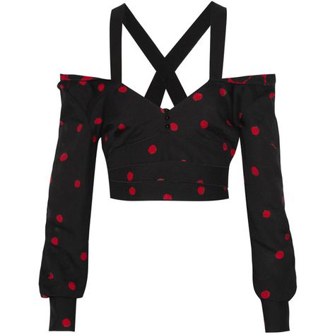 Proenza Schouler Off-the-shoulder cropped printed crepe top (6,775 CNY) ❤ liked on Polyvore featuring tops, crop top, black top, off the shoulder tops, black polka dot top and polka dot top Abstract Shirts, Red And Black Shirt, Abstract Shirt, 2016 Fashion Trends, Cropped Shirts, Crepe Top, Off Shoulder Crop Top, Shirts Black, Shoulder Tops