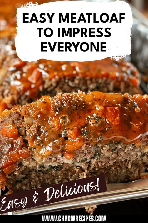 Savor the ultimate comfort food with our easy meatloaf recipe that takes classic flavors to a whole new level. This moist and savory meatloaf is made with ground beef, oats, and a perfect blend of spices, making it a favorite for family dinners. Topped with a delicious glaze, this recipe is sure to become a go-to for your weeknight meals. Serve alongside mashed potatoes and green beans for a cozy feast that everyone will love. Explore how to create this simple yet delightful dish that's perfect any time of the year. Ground Chicken And Beef Meatloaf, How To Make A Meatloaf, Taste Of Home Meatloaf Recipe, Meatloaf Recipes With Oats, Easy Meatloaf Recipe Simple, Old School Meatloaf Recipe, Mushroom Meatloaf Recipes, Meatloaf Recipes Best, Mom's Meatloaf Recipe