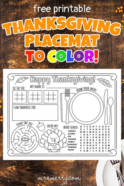 thanksgiving placemat printable Free Printable Thanksgiving Placemats, Printable Thanksgiving Placemats, Thanksgiving Activity Sheets, Thanksgiving Placemat, Thanksgiving Word Search, Free Printable Thanksgiving, Color For Kids, Thanksgiving Worksheets, Free Thanksgiving Printables