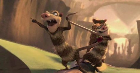 * Crash And Eddie Ice Age, Crash And Eddie, Ice Age Funny, Blue Sky Studios, Dreamworks Trolls, Ice Age, Dreamworks, Memes, Funny