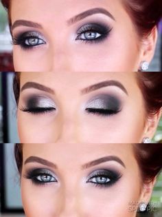 Blue Grey Eyes Makeup, Evening Eye Makeup For Blue Eyes, Soft Smokey Eye Makeup Blue Eyes, Smokey Eye Blue Eyes, Sultry Makeup For Blue Eyes, Make Up Evening, Makeup For Gray Eyes, Makeup For Grey Eyes, Silver Eyeshadow Looks