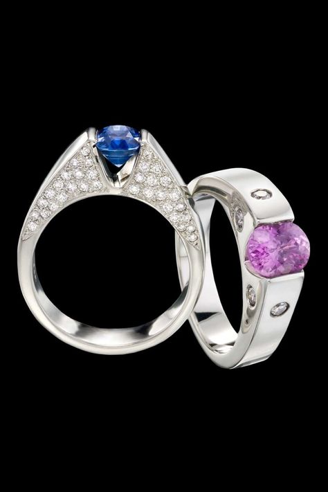 Omni ring by Adam Neeley Modern Diamond Jewelry, Award Winning Jewelry, Modern Jewellery Design, Blue Or Pink, Pink Sapphire Ring, Women's Rings, Diamond Jewelry Designs, Colorful Jewelry, Pink Gemstones