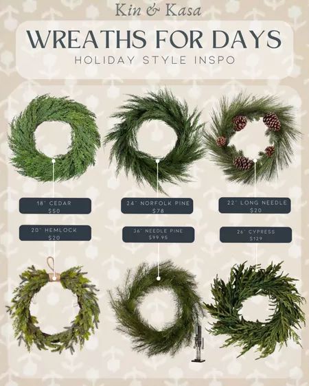 Holliday Style Inspo How To Make An Evergreen Wreath, Greenery Christmas, Cedar Wreath, Norfolk Pine, Pine Wreath, Crate Barrel, Wreaths And Garlands, White Pine, Holiday Style