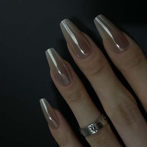 Wide Nails, Coffin Press On Nails, Nail Art Wedding, Strong Nails, Silver Nails, Simple Nail Designs, Unique Nails, Ombre Nails, False Nails