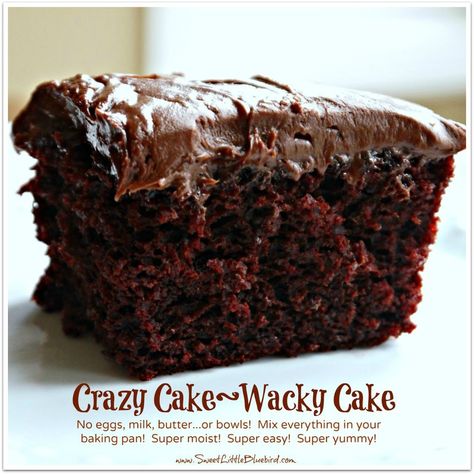 Sweet Little Bluebird: Chocolate Crazy Cake (No Eggs, Milk, Butter or Bowls) #veganchocolatecake Cake Using Self Rising Flour, Cake Recipe No Eggs, Crazy Cake Recipe, Chocolate Crazy Cake, Crazy Cake Recipes, Dairy Free Chocolate Cake, Cookies Cupcake, Wacky Cake, Crazy Cake