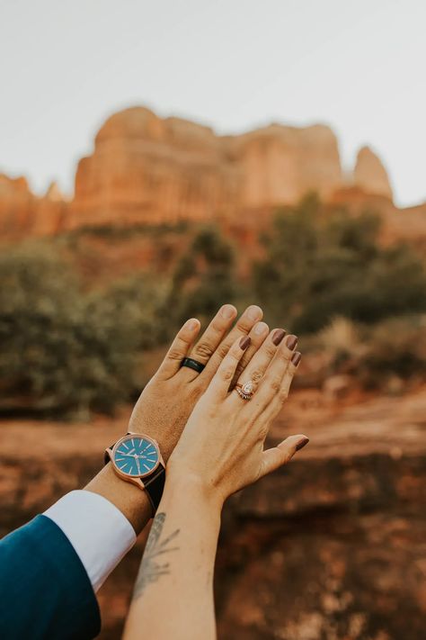 Groom Tux, Fall Elopement, Local Pizza, Cathedral Rock, Arizona Elopement, Groom Ring, Sedona Wedding, Elopement Dress, Arizona Photographer