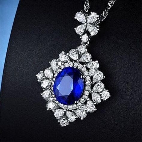 Diamond Pendant Jewelry, Tanzanite Pendant, Diamond Pendent, Diamond Pendants Designs, Blue Sapphire Pendant, Blue Sapphire Necklace, Pretty Pendant, Diamond Jewelry Designs, Blue Tanzanite