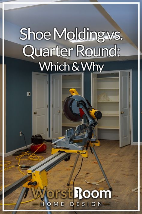 Shoe Molding vs. Quarter Round: Which & Why Quarter Round Vs Shoe Molding, Baseboard Shoe Molding Ideas, Baseboard Molding, No Quarter, Shoe Molding, Base Trim, Modern Shoes, Diy Flooring, Baseboards