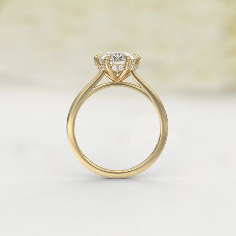 🎁We have extended our returns and exchange policy: Contact Us within 14 days of delivery Ship items back within 30 days of delivery 1ct Moissanite Engagement Ring with Hidden Halo Diamond - 14K/18K Gold, Cathedral Design, 6-Prong Setting ❥ The craft period is about 10-14 business days. ❥ Free shipping via DHL ❥ Available in a combination of 14Kt, 18kt, Rose Gold Yellow Gold, White Gold ❥ Arrives in our box, ready for gift-giving (and proposing ) ❥ GioielliRings Center Gem: Type- Moissanite Size-6.5 mm Weight-1ct (approx) Cut(Shape)-Round Color-DE Clarity-VS1 Hidden halo Type- natural diamond  Weight-0.06 ct (approx) Size: 12 x 1 mm Color-H Clarity-SI Cut(Shape)-Round SIZING Ring Sizes range from 4-9 US.  If you have any questions about sizing, please do not hesitate to reach out! Six Prong Cathedral Setting, 6 Prong Gold Engagement Ring, Gold Engagement Ring With Hidden Halo, 6 Prong Hidden Halo Engagement Ring, Round Engagement Ring With Hidden Halo, Hidden Halo Round Engagement Ring, Engagement Rings With Hidden Halo, 6 Prong Round Engagement Ring, Hidden Halo Engagement Ring Round